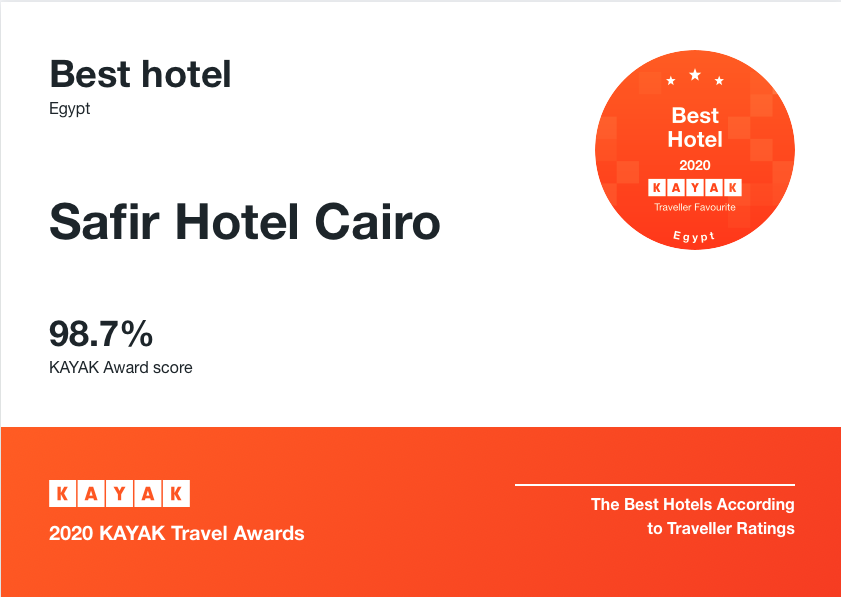 جائزة افضل فندق في مصر لسنة ٢٠٢٠ من منظمة KAYAK